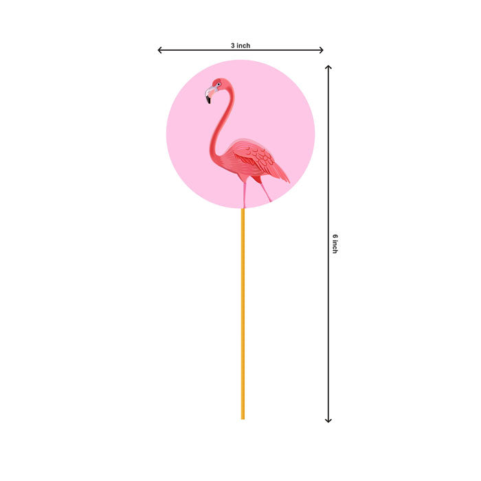 Flamingo Theme Round Cupcake Topper