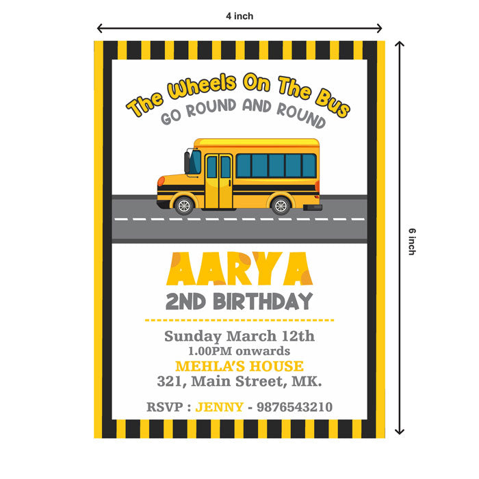 Wheels on the Bus Theme Invite