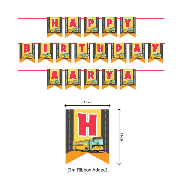 Wheels on the Bus Theme Customized Bunting