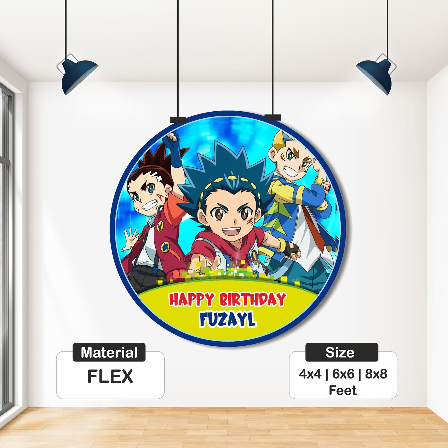 Beyblade Theme Customized Round Backdrop