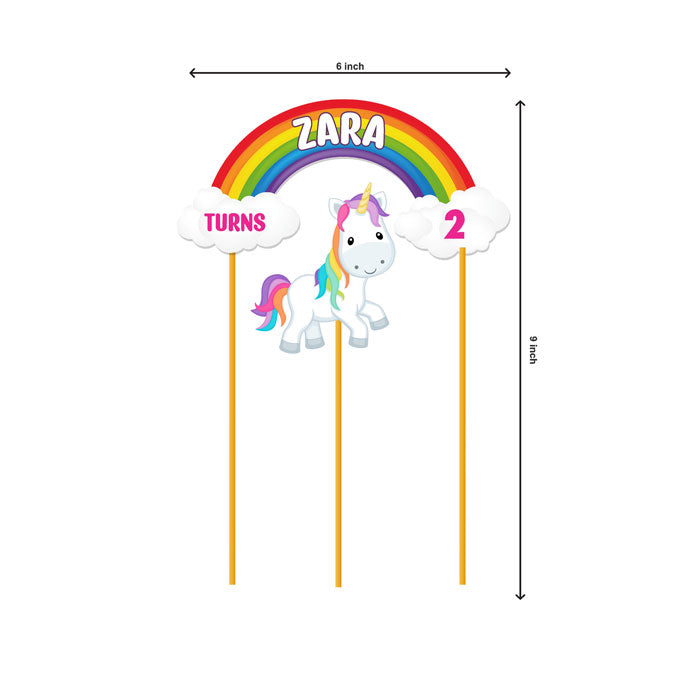 Unicorn Theme Personalized Caketopper