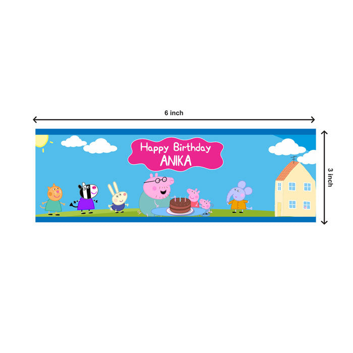 Peppa Pig Girl Theme Water Bottle Sticker