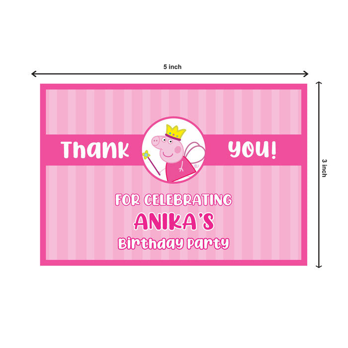 Peppa Pig Girl Theme Thank You Cards