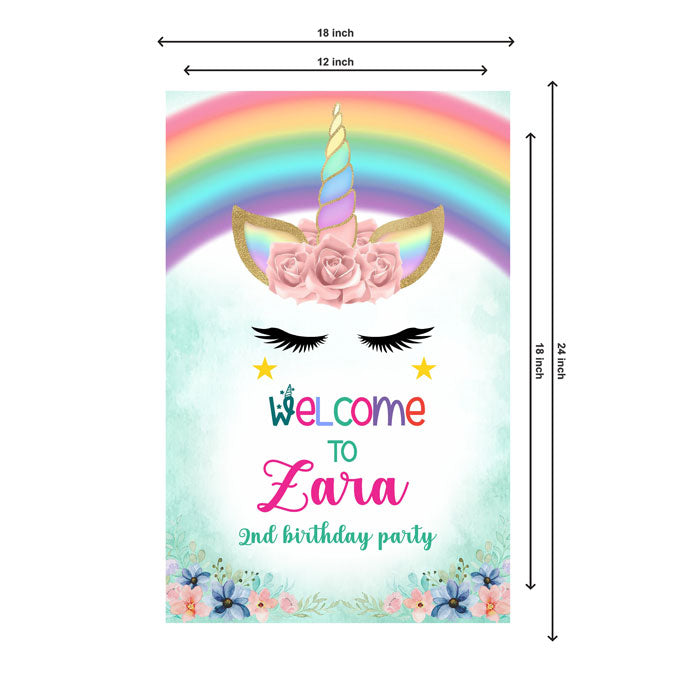 Unicorn Theme Customized Welcome Board
