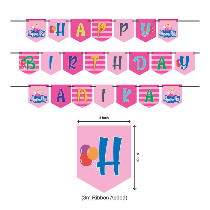 Peppa Pig Girl Theme Personalized Bunting