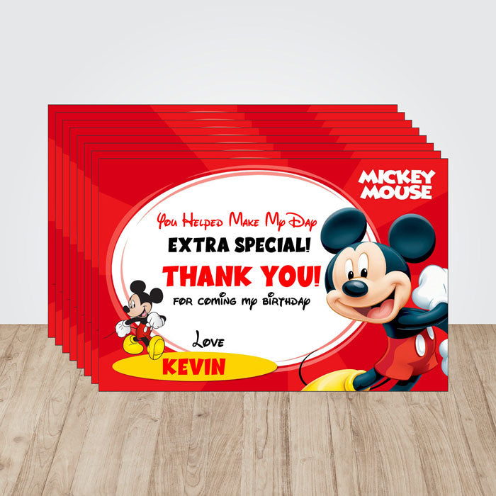 Mickey Mouse Theme Thank You Cards