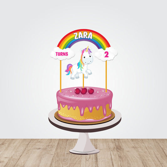 Unicorn Theme Personalized Caketopper