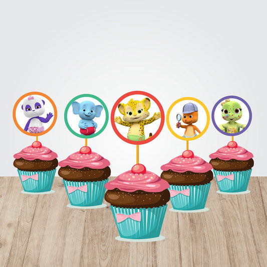 Word Party Theme Round Cupcake Topper