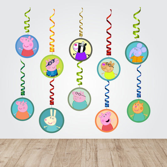 Peppa Pig Girl Theme Round Swirls