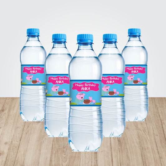 Peppa Pig Girl Theme Water Bottle Sticker