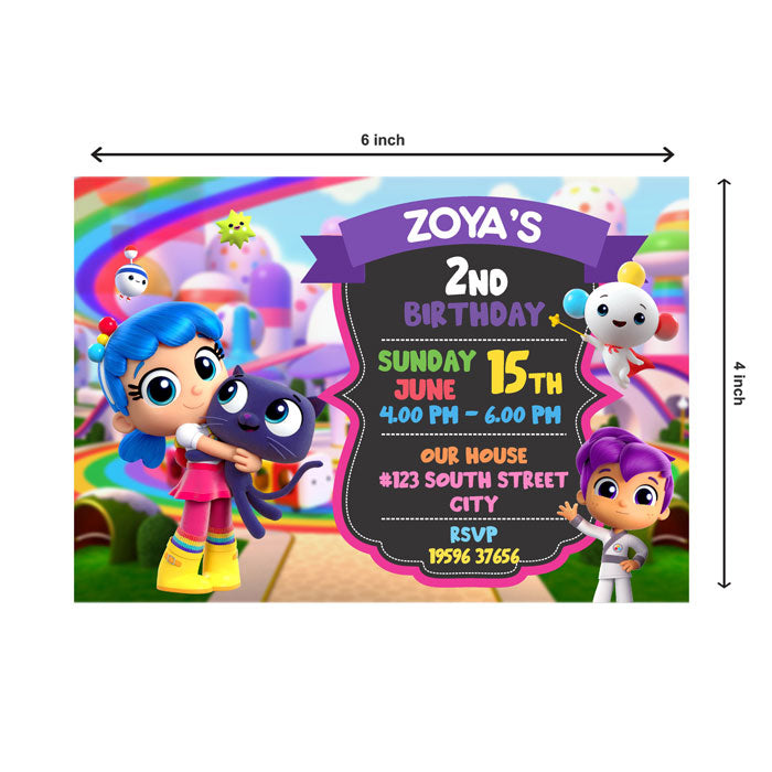 True & the Rainbow Kingdom Theme Invite