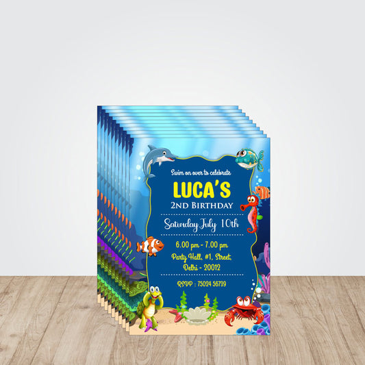 Under the sea Theme Personalized Invite