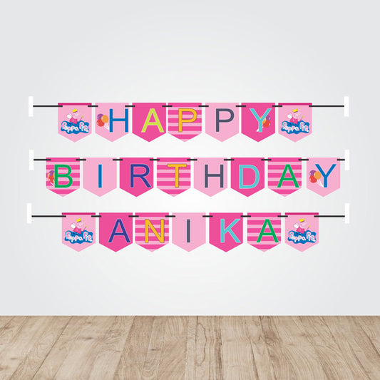 Peppa Pig Girl Theme Personalized Bunting