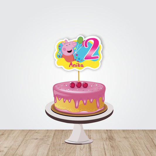 Peppa Pig Girl Theme Customized Caketopper