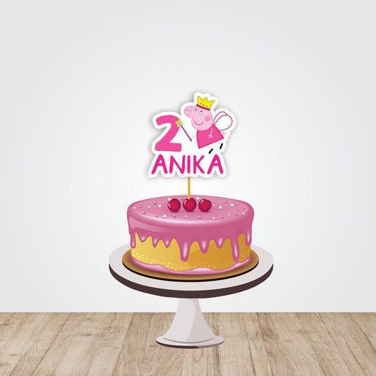 Peppa Pig Girl Theme Personalized Caketopper