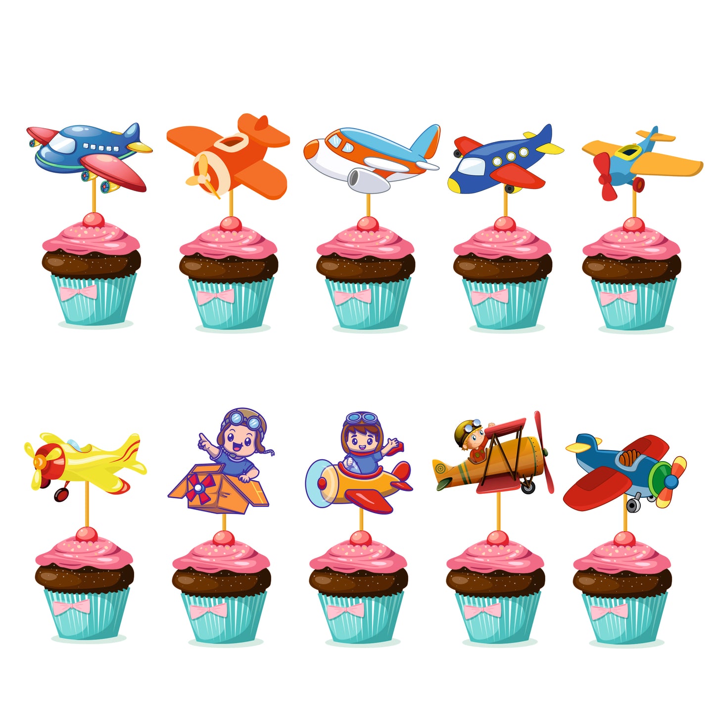 Airplane Theme Classic Cupcake Topper