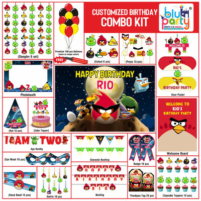 Angry Birds Birthday Theme Personalized Prime Combo Kit | Kids Party Decoration