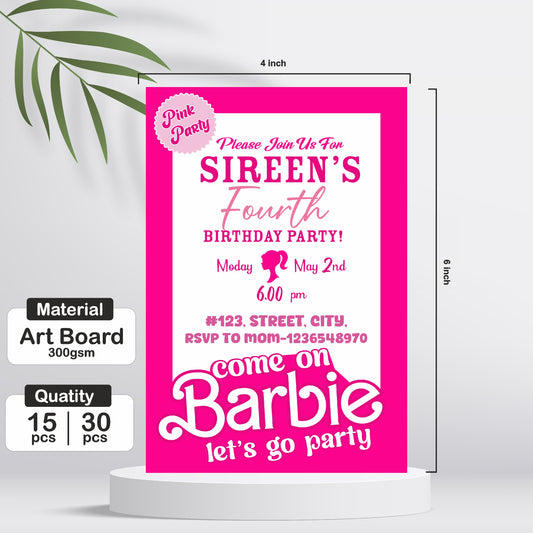 Barbie Birthday Theme Classic Invite