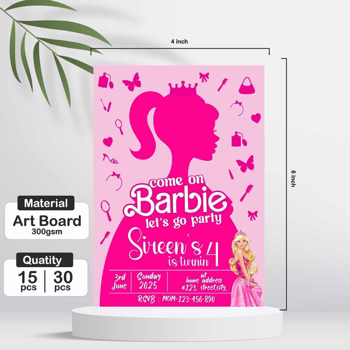 Barbie Birthday Theme Invite