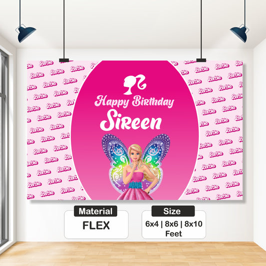 Barbie Birthday Theme Personalized Backdrop