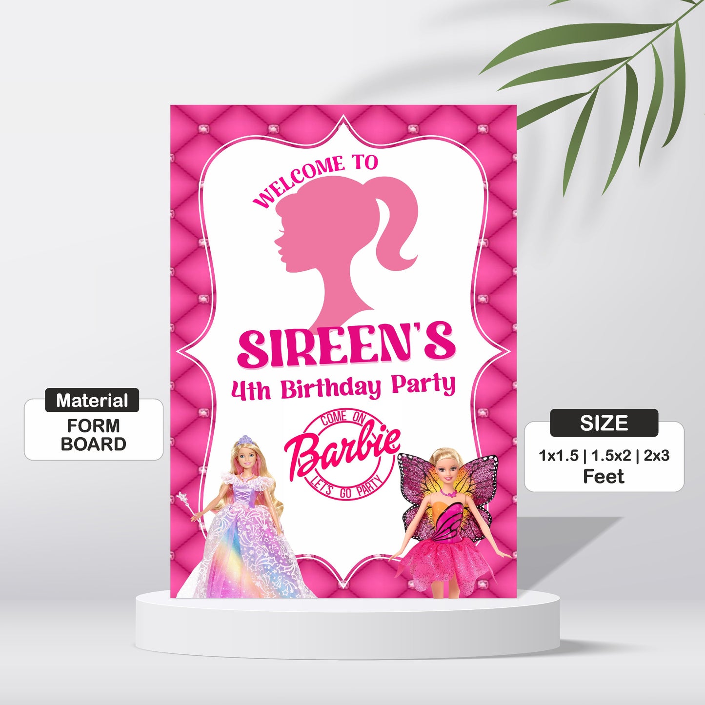 Barbie Birthday Theme Welcome Board | Customized Birthday Party Welcome Sign for Girls