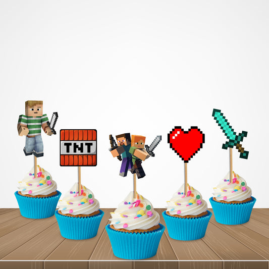 Minecraft Theme Cupcake Topper