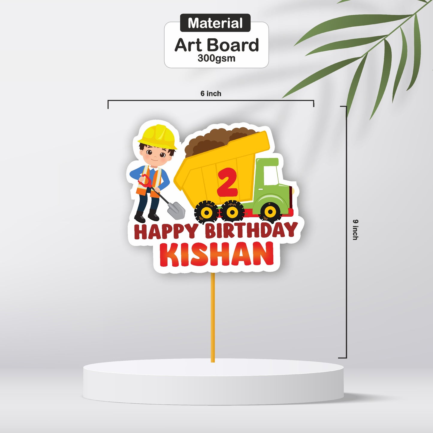 Construction Theme Customized Caketopper