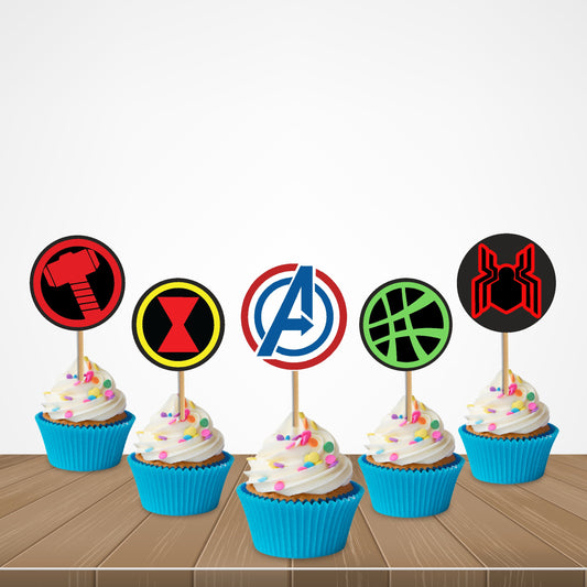 Avengers Theme I Con Cupcake Topper