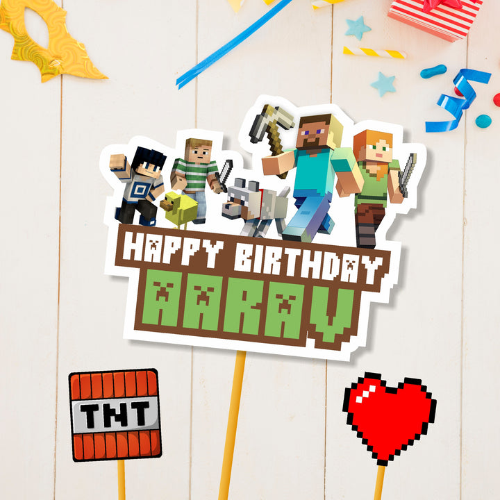 Minecraft Theme Personalized Caketopper