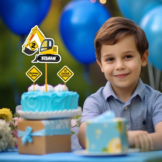 Construction Theme Personalized Caketopper