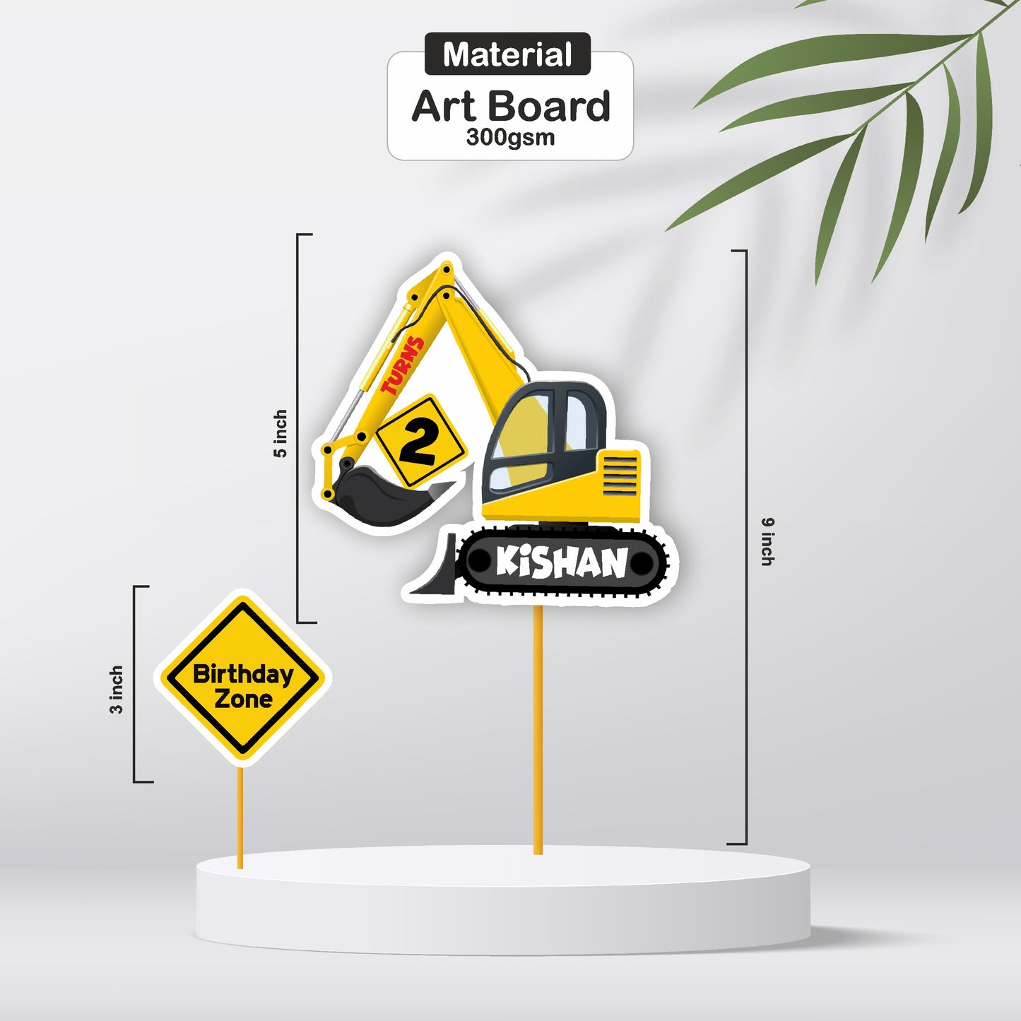 Construction Theme Personalized Caketopper