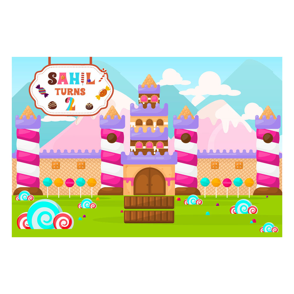 Candy Land Theme Personalized Backdrop