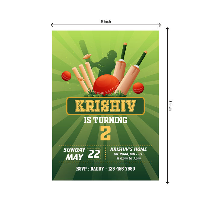 Cricket Theme Invite
