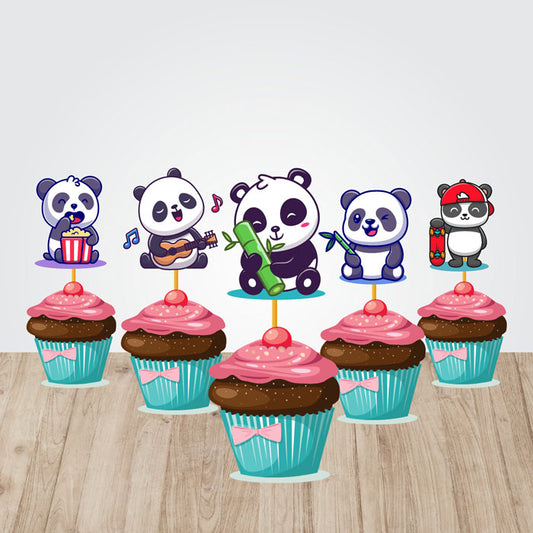 Cute Panda Theme Classic Cupcake Topper