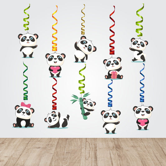 Cute Panda Theme Character Swirls