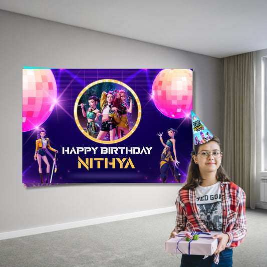 Kpop Demon Hunters Birthday Theme Backdrop