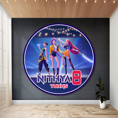 Kpop Demon Hunters Classic Round Birthday Backdrop for a kids’ birthday party