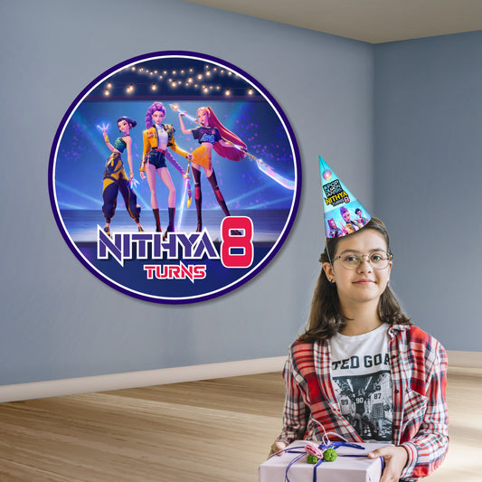 Kpop Demon Hunters Birthday Theme Classic Round Backdrop