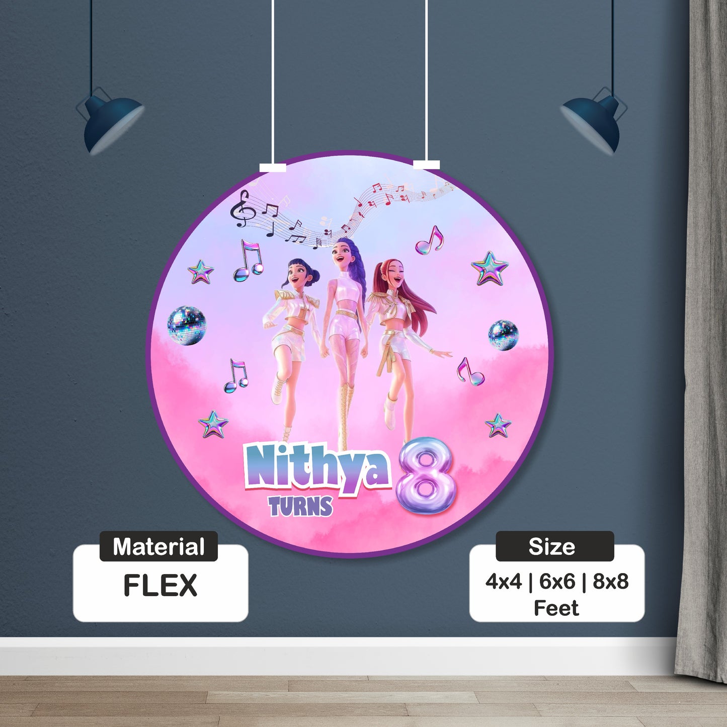 Kpop Demon Hunters Birthday Theme Customized Round Backdrop