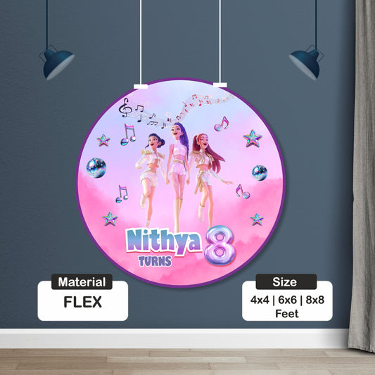 Kpop Demon Hunters Birthday Theme Customized Round Backdrop