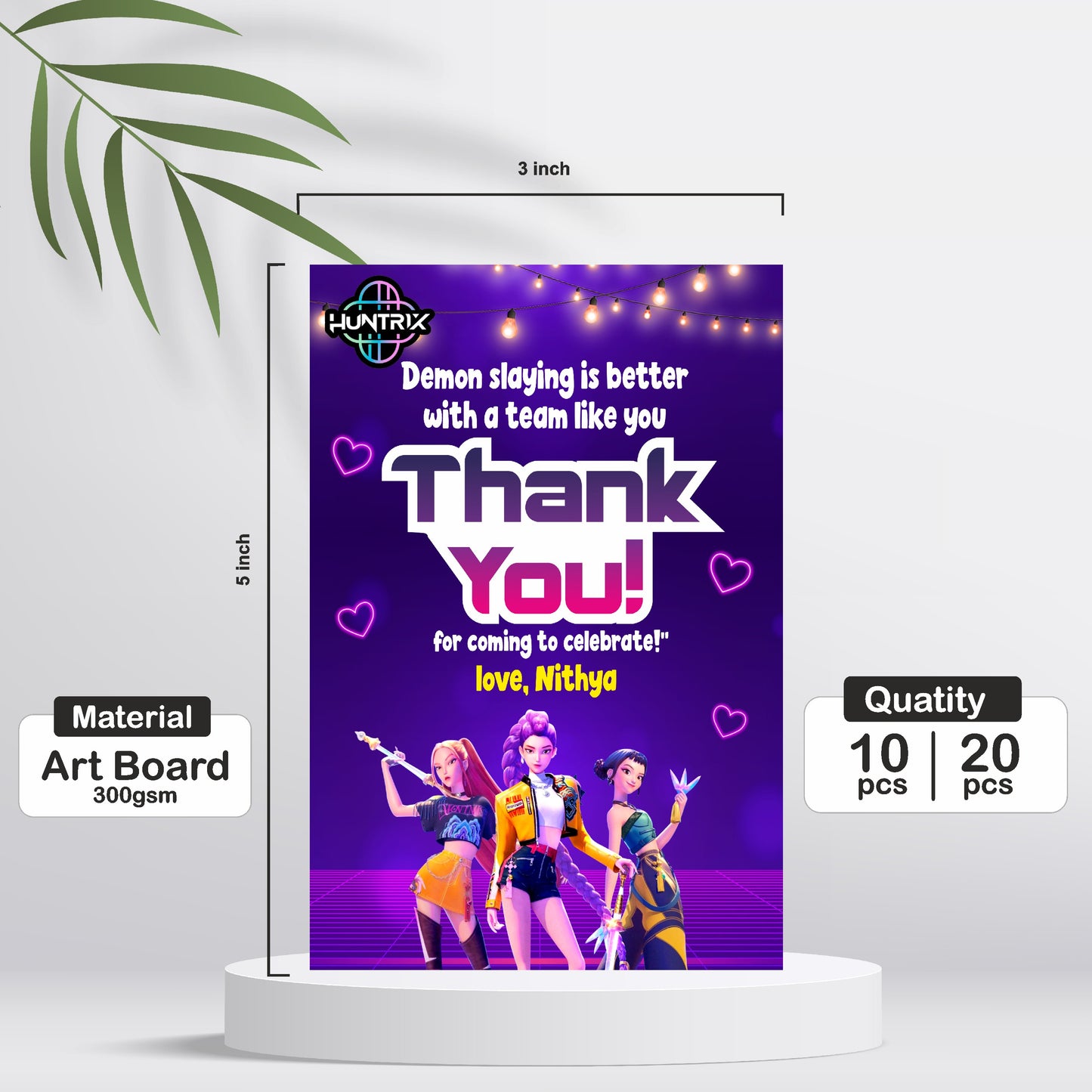 Kpop Demon Hunters Theme Thank You Card