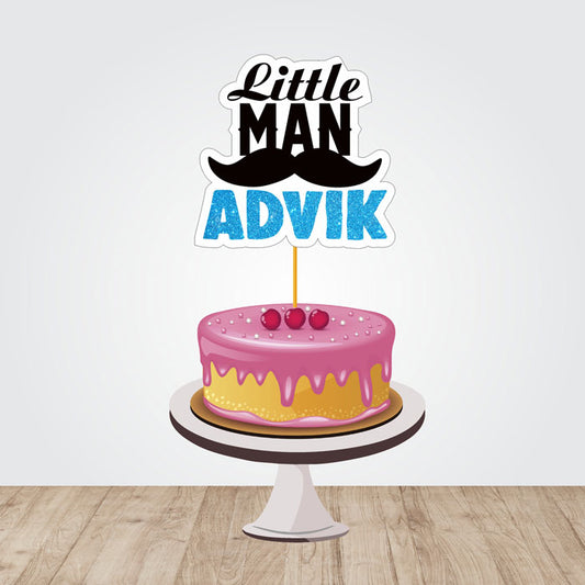 Little Man Theme Personalized Caketopper