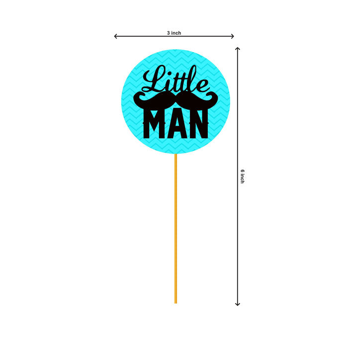 Little Man Theme Round Cupcake Topper