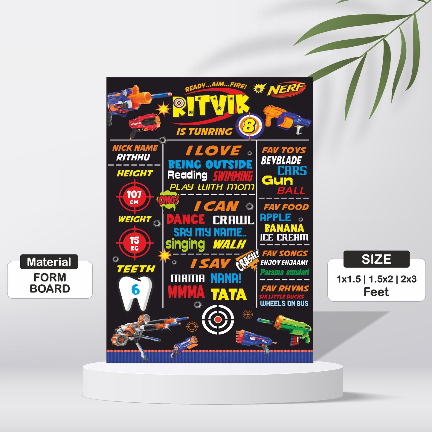 Nerf Gun Theme Chalkboard