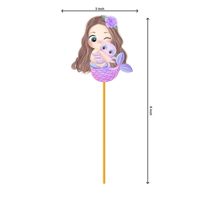 Mermaid Pastel Theme Cupcake Topper