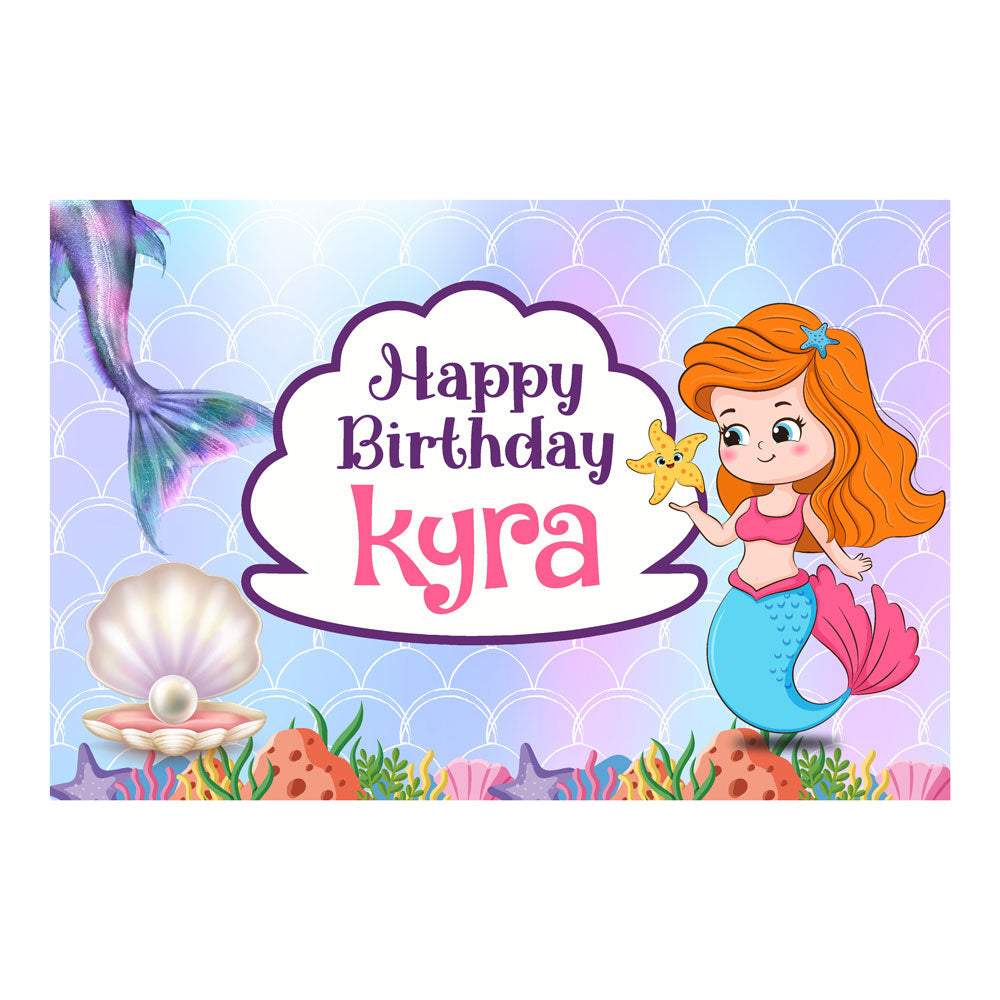 Mermaid Pastel Theme Personalized Backdrop