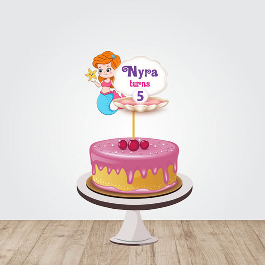 Mermaid Pastel Theme Customized Caketopper
