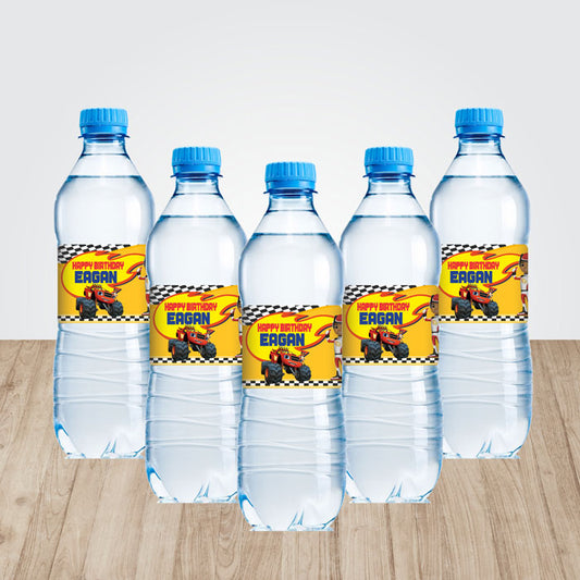 Blaze & Monster Truck Theme Water Bottle Sticker