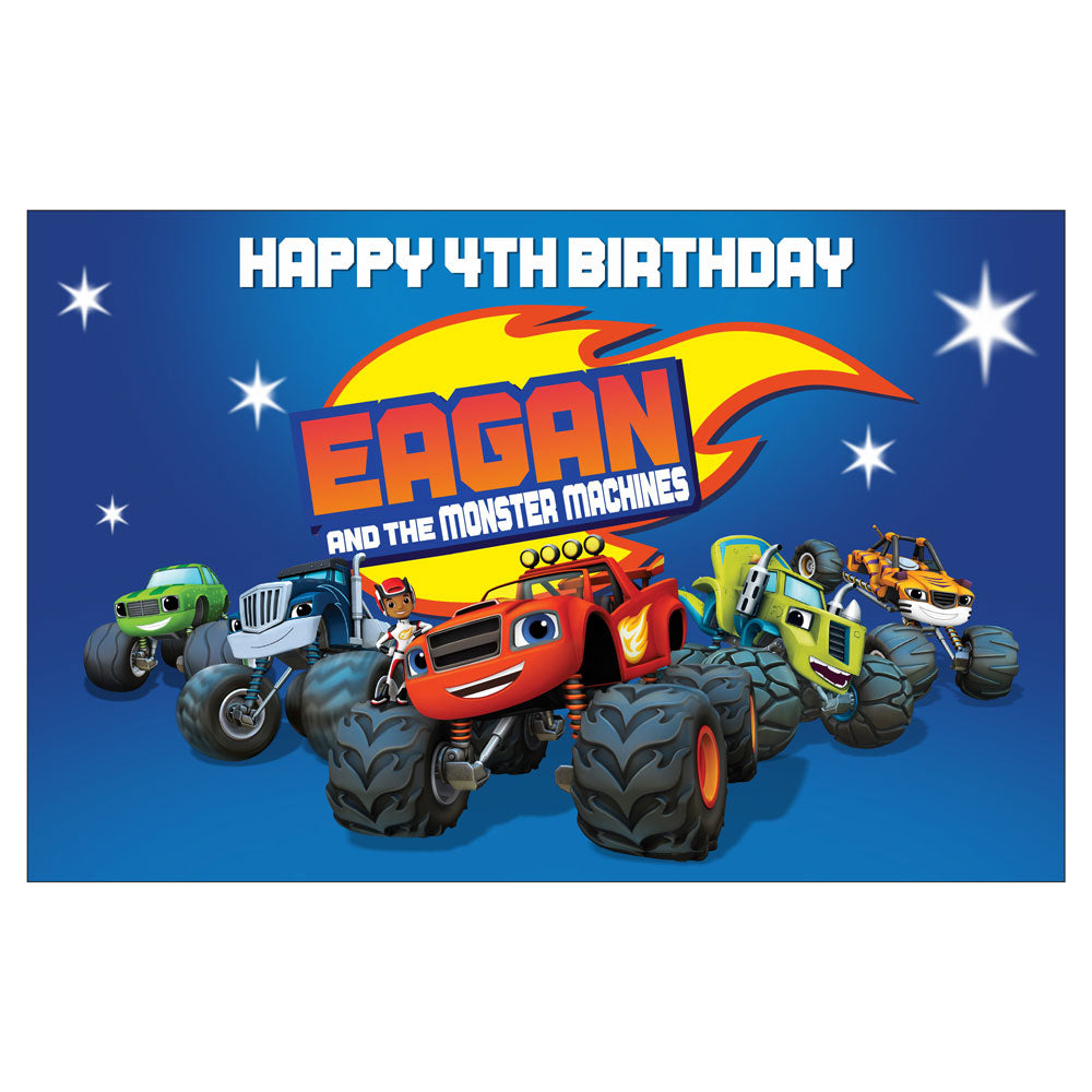 Blaze & Monster Truck Theme Personalized Backdrop
