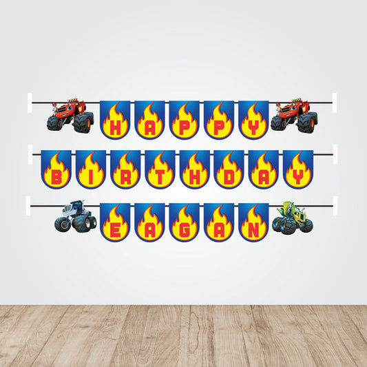 Blaze & Monster Truck Theme Personalized Bunting